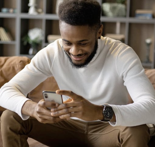 Man on his phone using meet app